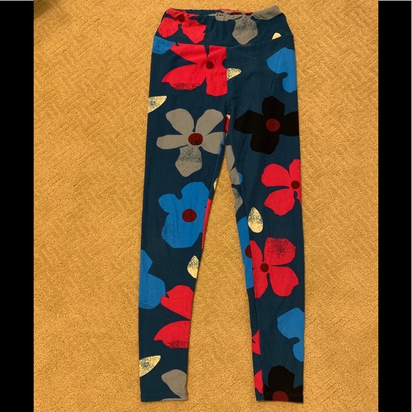 EUC💕LuLaRoe OS Large Flower Leggings - Picture 3 of 7